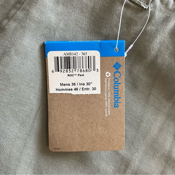 NWT Columbia Men’s ROC Pants Omni Shade UPF 50 AM8142-365 Sage 36 30 - Picture 8 of 9